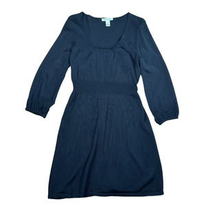 White House Black Market Women's Medium Black Gathered Waist Sweater Dress